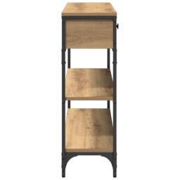 Berkfield Home Console Table Artisan Oak 100x25x75 cm Engineered Wood & Steel in Brown - Size: 100 x 25 x 75 cm - thumbnail 7