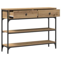 Berkfield Home Console Table Artisan Oak 100x25x75 cm Engineered Wood & Steel in Brown - Size: 100 x 25 x 75 cm - thumbnail 5