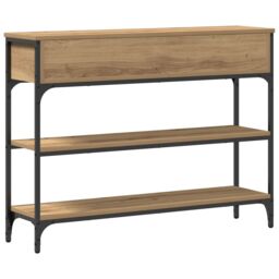 Berkfield Home Console Table Artisan Oak 100x25x75 cm Engineered Wood & Steel in Brown - Size: 100 x 25 x 75 cm - thumbnail 8