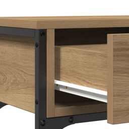 Berkfield Home Console Table Artisan Oak 100x25x75 cm Engineered Wood & Steel in Brown - Size: 100 x 25 x 75 cm - thumbnail 9