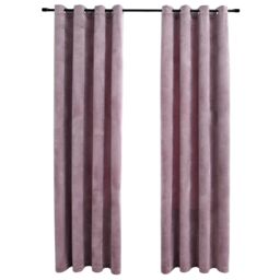 Berkfield Home Blackout Curtains with Rings 2pcs Velvet Antique Pink 140x225cm - Size: 140x225 cm - thumbnail 2
