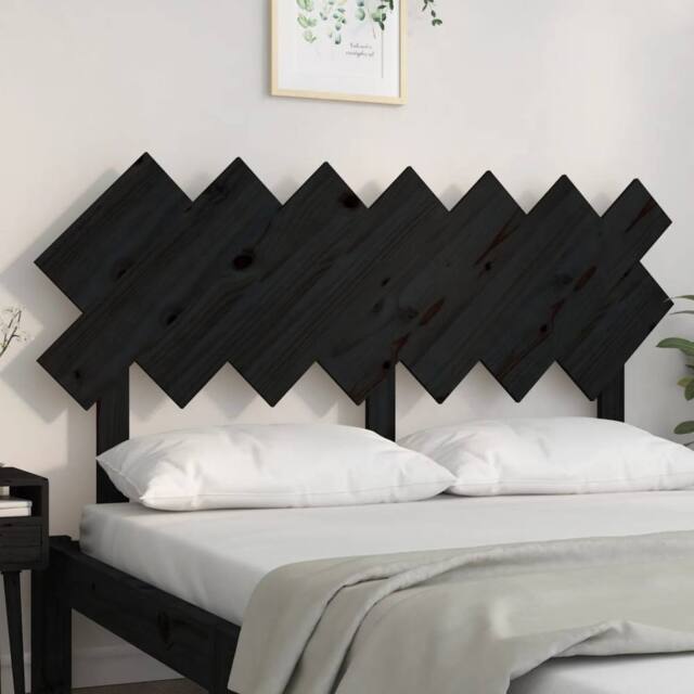 Berkfield Home Beautiful Bed Headboard Black 141x3x80.5 cm Solid Wood Pine - image 1