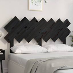 Berkfield Home Beautiful Bed Headboard Black 141x3x80.5 cm Solid Wood Pine - thumbnail 2