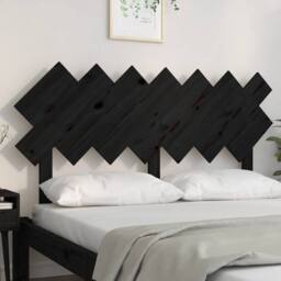 Berkfield Home Beautiful Bed Headboard Black 141x3x80.5 cm Solid Wood Pine - thumbnail 1