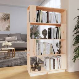 Berkfield Home Beautiful Book Cabinet/Room Divider 80x25x132 cm Solid Wood Pine in Light Tan - Size: 80 x 25 x 132 cm - thumbnail 2