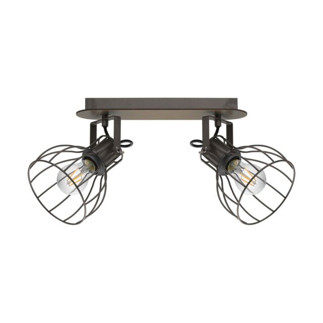 Loops Flush Ceiling Light Colour Brown Silver Shade Silver Steel Bulb E27 2x40W in Metallics - image 1