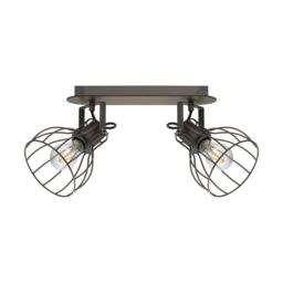 Loops Flush Ceiling Light Colour Brown Silver Shade Silver Steel Bulb E27 2x40W in Metallics