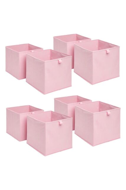 OHS Pack of 8 Plain Folding Storage Boxes in Light Pink - image 1