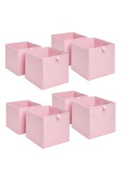 OHS Pack of 8 Plain Folding Storage Boxes in Light Pink - thumbnail 1