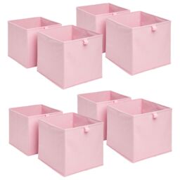 OHS Pack of 8 Plain Folding Storage Boxes in Light Pink - thumbnail 2