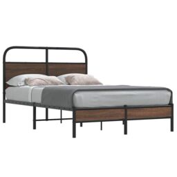 Berkfield Home Bed Frame without Mattress 120x200 cm Brown Oak Engineered Wood - Size: Small Double - thumbnail 1