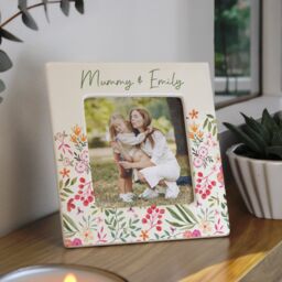 Personalised Memento Company Women's Personalised Floral Ceramic 4x4 Frame in Beige - thumbnail 3
