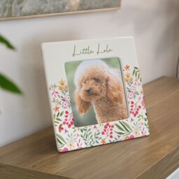 Personalised Memento Company Women's Personalised Floral Ceramic 4x4 Frame in Beige - thumbnail 5