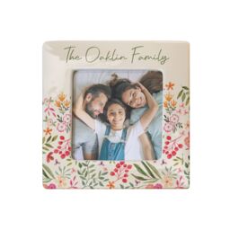 Personalised Memento Company Women's Personalised Floral Ceramic 4x4 Frame in Beige