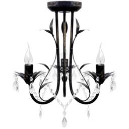 Berkfield Home Art Nouveau Style Black Chandelier Crystal Beads 3xE14 Bulbs - thumbnail 1
