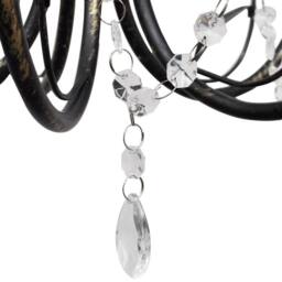 Berkfield Home Art Nouveau Style Black Chandelier Crystal Beads 3xE14 Bulbs - thumbnail 2