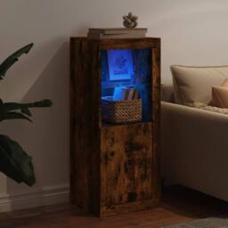 Berkfield Home Sideboard with LED Lights Smoked Oak 41x37x100 cm in Brown - Size: 41 x 37 x 100 cm - thumbnail 4