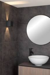 Lucide 'AXI' Non Dimmable Stylish Square Up Down Bathroom LED Wall Spotlight in Black - thumbnail 2