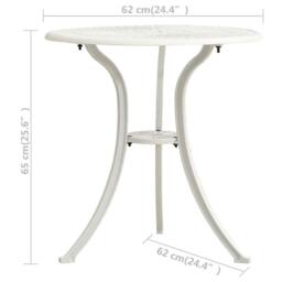 Berkfield Home Garden Table White 62x62x65 cm Cast Aluminium - Size: 62 x 62 x 65 cm - thumbnail 6