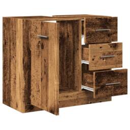 Berkfield Home Sink Cabinet Old Wood 63x30x54 cm Engineered Wood in Brown - Size: 63 x 30 x 54 cm - thumbnail 7