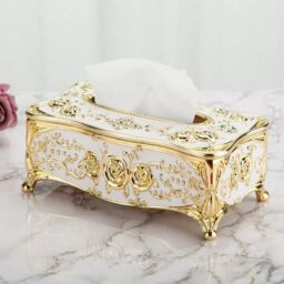 Smartbies Vintage Tissue Box Cover Storage Paper Napkin Holder for Bathroom, Bedroom or Living Room in Gold - thumbnail 3