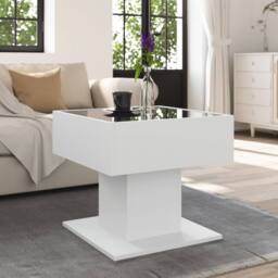 Berkfield Home Decorative Coffee Table with LED White 50x50x45 cm Engineered Wood - Size: 50 x 50 x 45 cm - thumbnail 4
