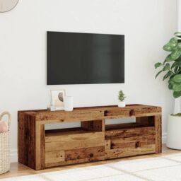 Berkfield Home TV Cabinet with LED Lights Old Wood 120x35x40 cm Engineered Wood in Brown - Size: 120 x 35 x 40 cm - thumbnail 5