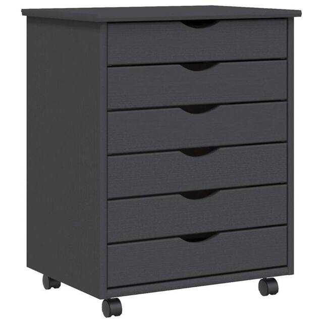 Berkfield Home Rolling Cabinet with Drawers MOSS Grey Solid Wood Pine - image 1