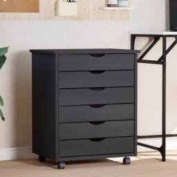 Berkfield Home Rolling Cabinet with Drawers MOSS Grey Solid Wood Pine - thumbnail 2