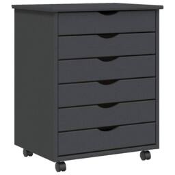 Berkfield Home Rolling Cabinet with Drawers MOSS Grey Solid Wood Pine - thumbnail 1