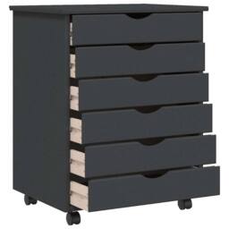 Berkfield Home Rolling Cabinet with Drawers MOSS Grey Solid Wood Pine - thumbnail 4