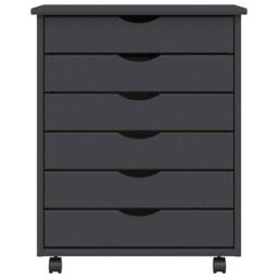 Berkfield Home Rolling Cabinet with Drawers MOSS Grey Solid Wood Pine - thumbnail 5
