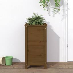 Berkfield Home Beautiful Garden Planter Honey Brown 40x40x78 cm Solid Wood Pine - Size: 40 x 40 x 78 cm - thumbnail 2
