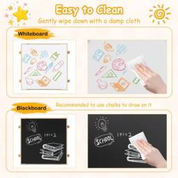 Costway Kids Table & Chairs 4 in 1 Wooden Activity Desk Set in Natural - thumbnail 7