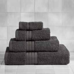 OHS 4 Pack of 100% Cotton Bathroom Hand Towel in Charcoal - thumbnail 2