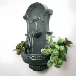 Primrose Outdoor Wall Mounted 'Angel Wings' Fountain Antique Effect 83cm in Grey - thumbnail 3