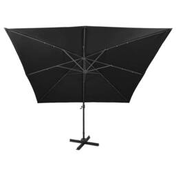 Berkfield Home Durable Cantilever Umbrella with Pole & LED Lights Black 300 cm - thumbnail 7