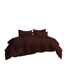 Snug City Plain Dyed Easy Care Polycotton Duvet Cover & Pillowcase/s Set Bed Linen in Chocolate - Size: Super King - thumbnail 2