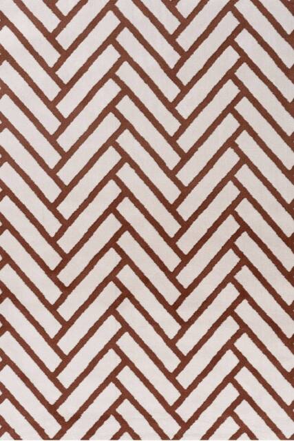 THE RUGS Loft Herringbone Living Room Area Rug & Runners Soft Pile in Terracotta - Size: 80 cm x 150 cm - image 1