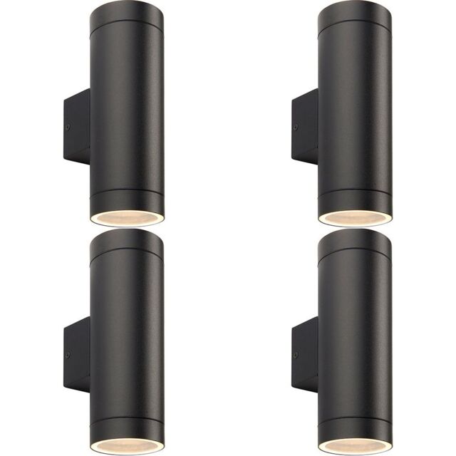 Loops 4 PACK Up & Down Twin Outdoor Wall Light - 2 x 7W GU10 LED - Textured Black - image 1