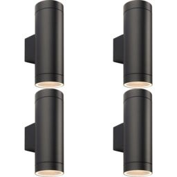 Loops 4 PACK Up & Down Twin Outdoor Wall Light - 2 x 7W GU10 LED - Textured Black - thumbnail 1