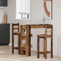 Berkfield Home Wall Bar Table Old Wood 102x45x103.5 cm Engineered Wood in Brown - thumbnail 3