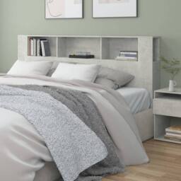 Berkfield Home Headboard Cabinet Concrete Grey 200x18.5x104.5 cm - thumbnail 2