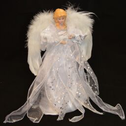Samuel Alexander 30cm White & Silver Christmas Tree Top Fairy Angel House Decoration Ornament - thumbnail 1