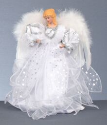 Samuel Alexander 30cm White & Silver Christmas Tree Top Fairy Angel House Decoration Ornament - thumbnail 2