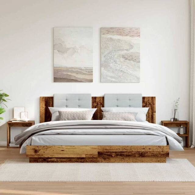 Berkfield Home Elegant Bedside Cabinets 2 pcs Old Wood 40x30x40 cm Engineered Wood in Brown - Size: 40 x 30 x 40 cm - image 1