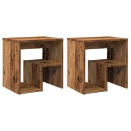 Berkfield Home Elegant Bedside Cabinets 2 pcs Old Wood 40x30x40 cm Engineered Wood in Brown - Size: 40 x 30 x 40 cm - thumbnail 3