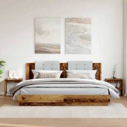 Berkfield Home Elegant Bedside Cabinets 2 pcs Old Wood 40x30x40 cm Engineered Wood in Brown - Size: 40 x 30 x 40 cm - thumbnail 1