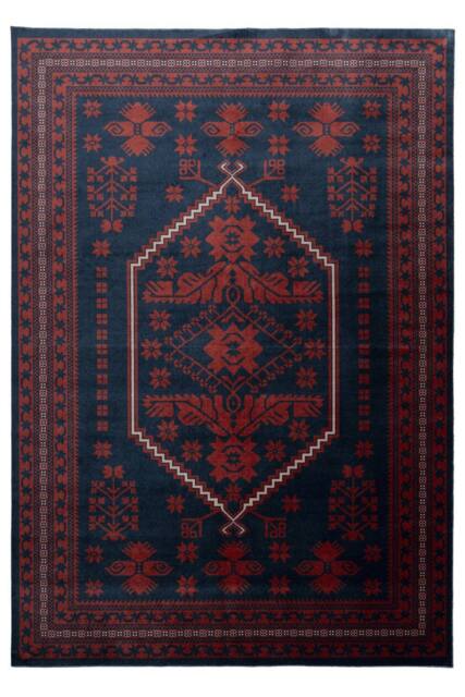 Kukoon Blue Red Low Pile Traditional Persian Velvet Texture Area Rug - Size: 240 cm x 330 cm - image 1