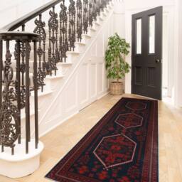 Kukoon Blue Red Low Pile Traditional Persian Velvet Texture Area Rug - Size: 240 cm x 330 cm - thumbnail 5